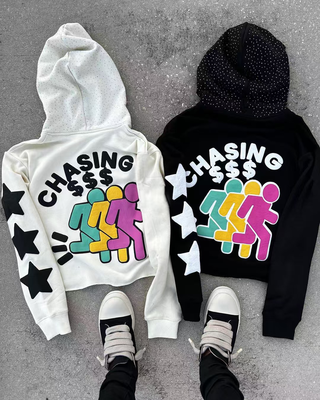 Autumn ins new hooded sweater short coat men and women double hats autumn and winter lovers cottonsu7
