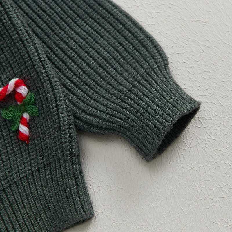 MISOWMNJOY Christmas Baby Parachute Winter Warm Preschool Sweater Long Sleeve Letter Candy Stick Knitted Floral Baby Clothing W241205