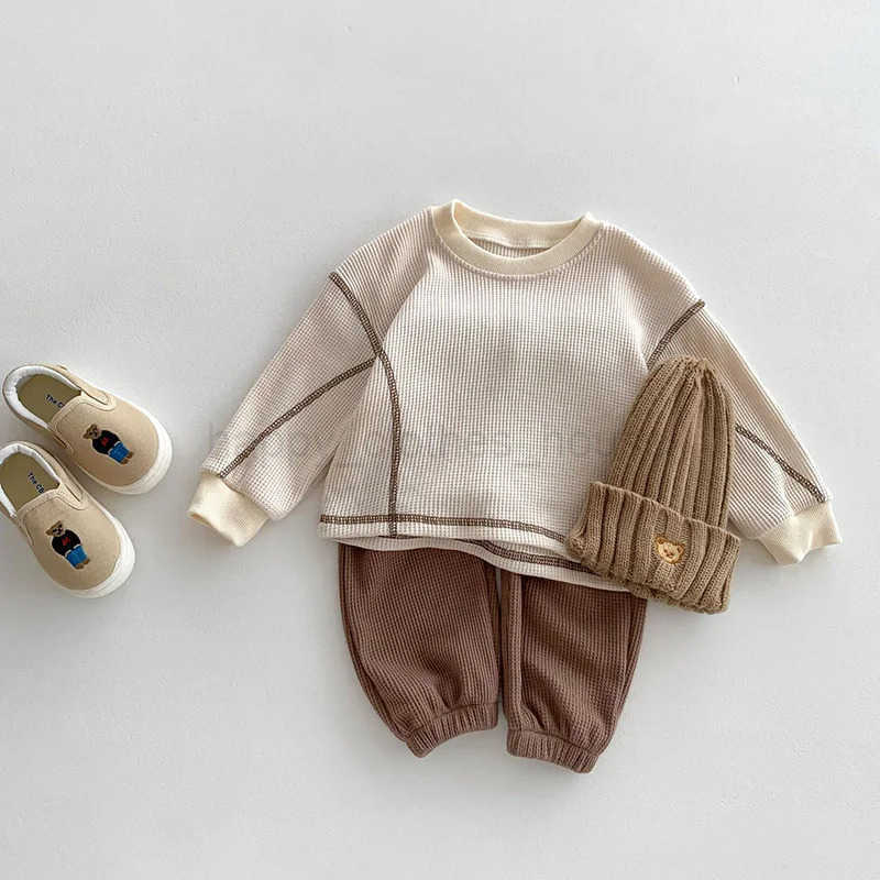 MILANCEL Spring Designer Kids Baby Clothes Casual Boys Suit Cool Infant Blouse And Pants2 PCs Waffle Clothing Set OutfitsXJ241205