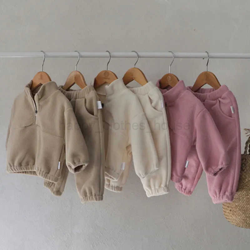 Winter Baby Clothes Sets Thicken Coats+Pants 2Pcs for Kids Children Sports Suits Solid Color Thicken Toddler Casual TracksuitXJ241205