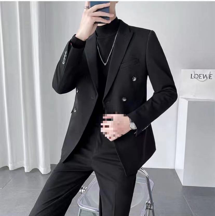 X1025Double-breasted suit for men wedding dress slim fit suit for men trendy casual