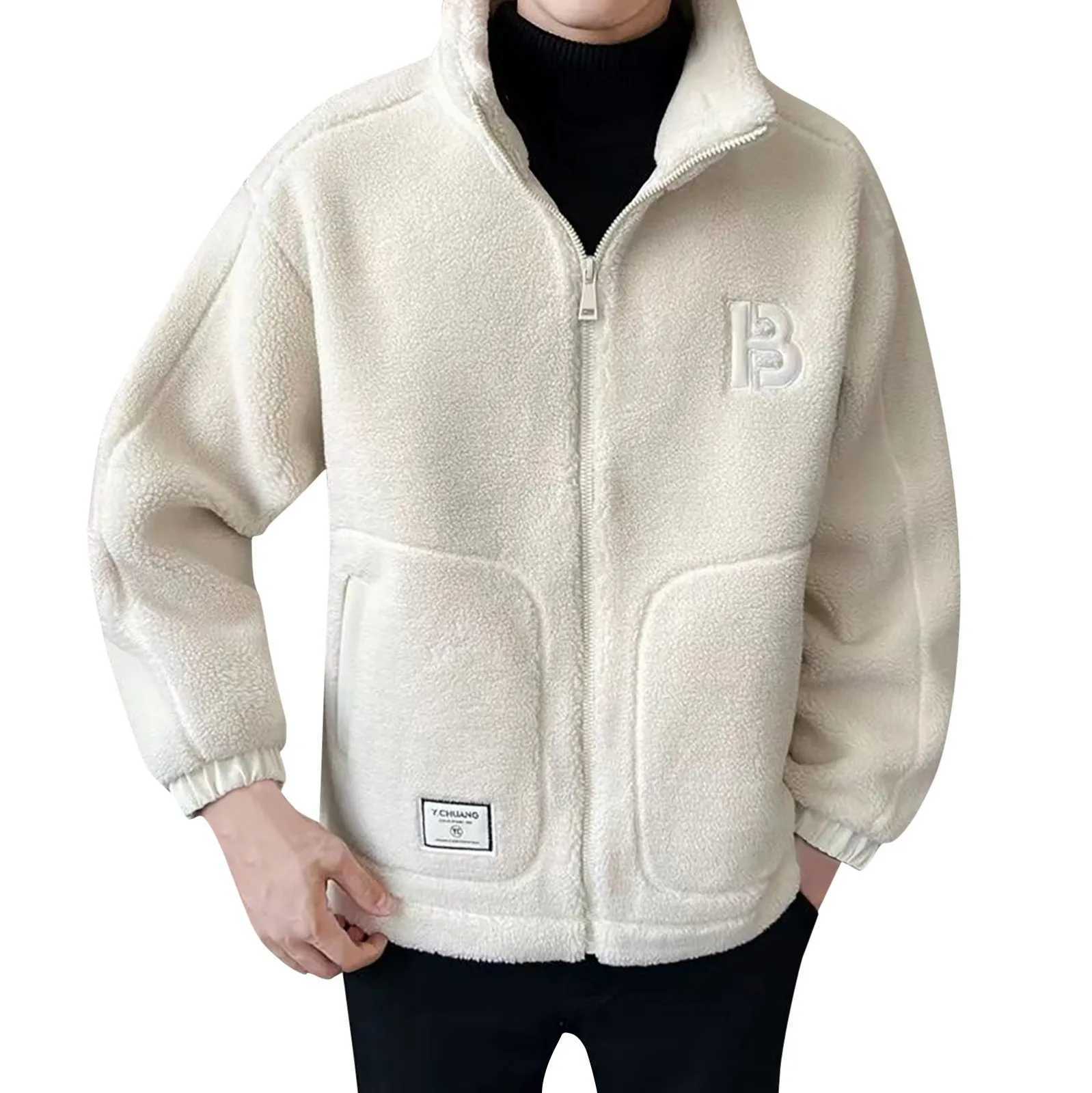 Lamb Wool Jacket MenS 2023 New Autumn Winter Coat Plush And Thick Fashion Trend Warm Clothes Male Outwear Veste HommeXJ241206