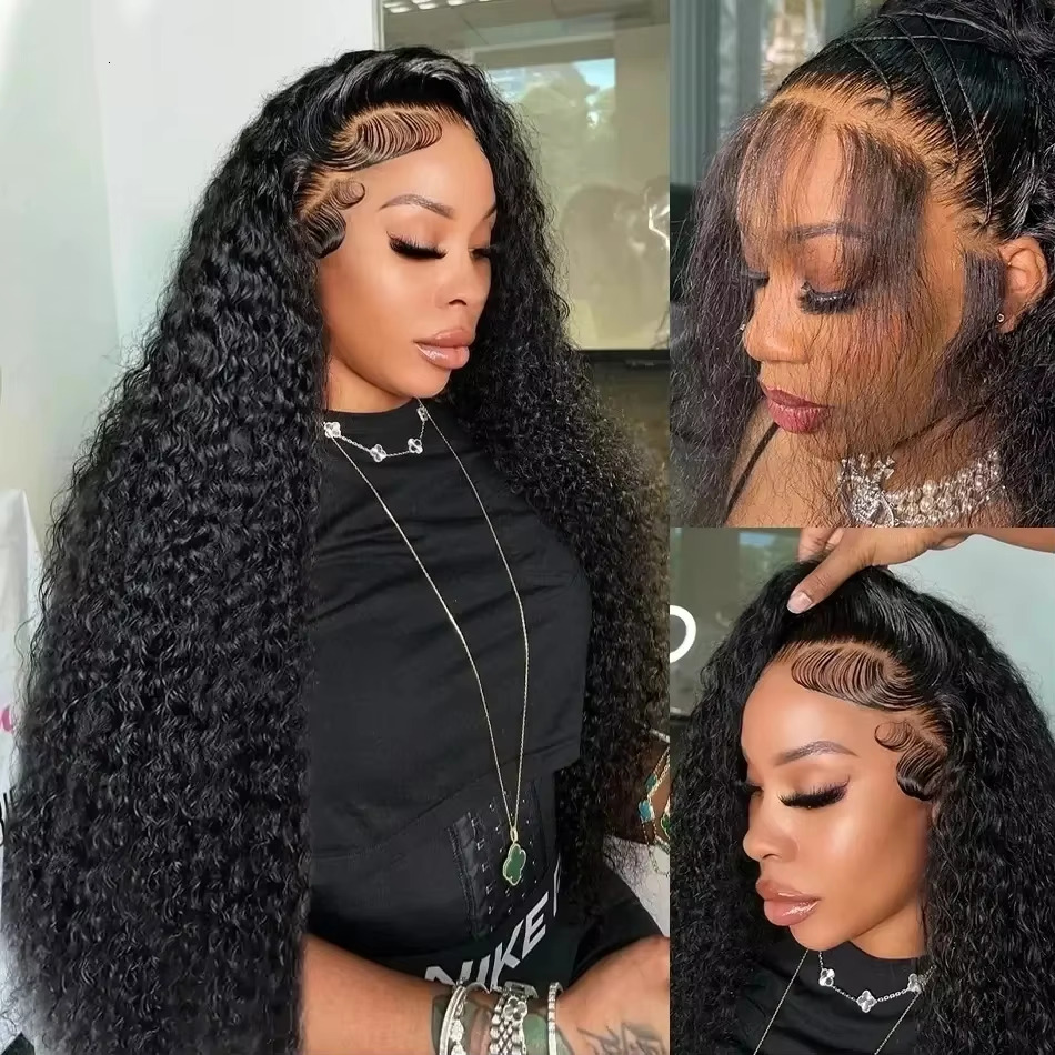 Loose Deep Wave 13X4 Frontal Brazilian Human Hair 30 32 Inch Transparent Water Curly Wigs 13X6 Lace Front Wig For Women