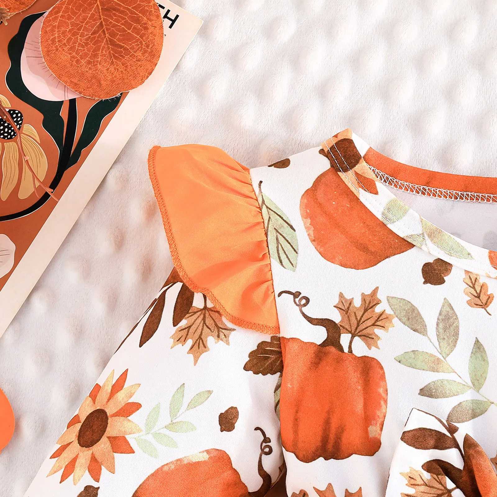 2024 Fashion Dress Kids Girls Long Sleeve Halloween Pumpkin Prints Tulle Princess Dress Sweet Girls Clothes Dress Size 1-4yearsXJ241206