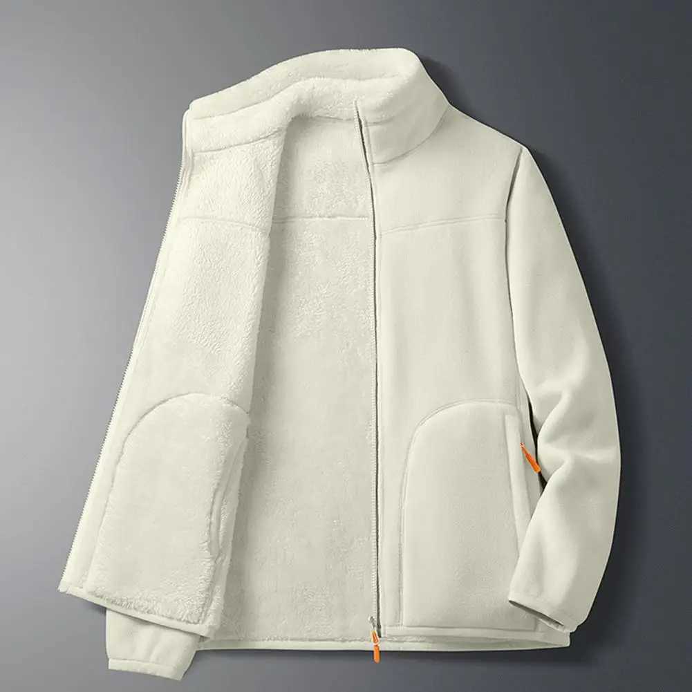 New Men Fleece Jacket Pockets Thicken Polar Jackets Cold-Proof Overcoat Plus Size Women Coat Winter Windbreaker Jackets For MenXJ241206