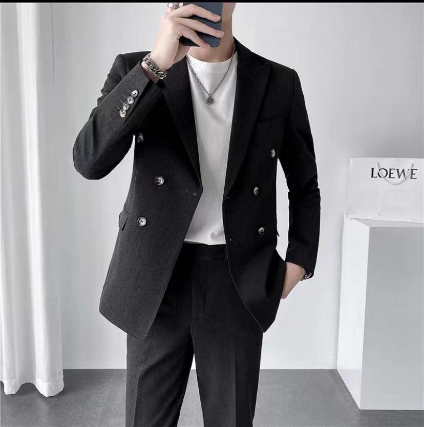 X1025Double-breasted suit for men wedding dress slim fit suit for men trendy casual