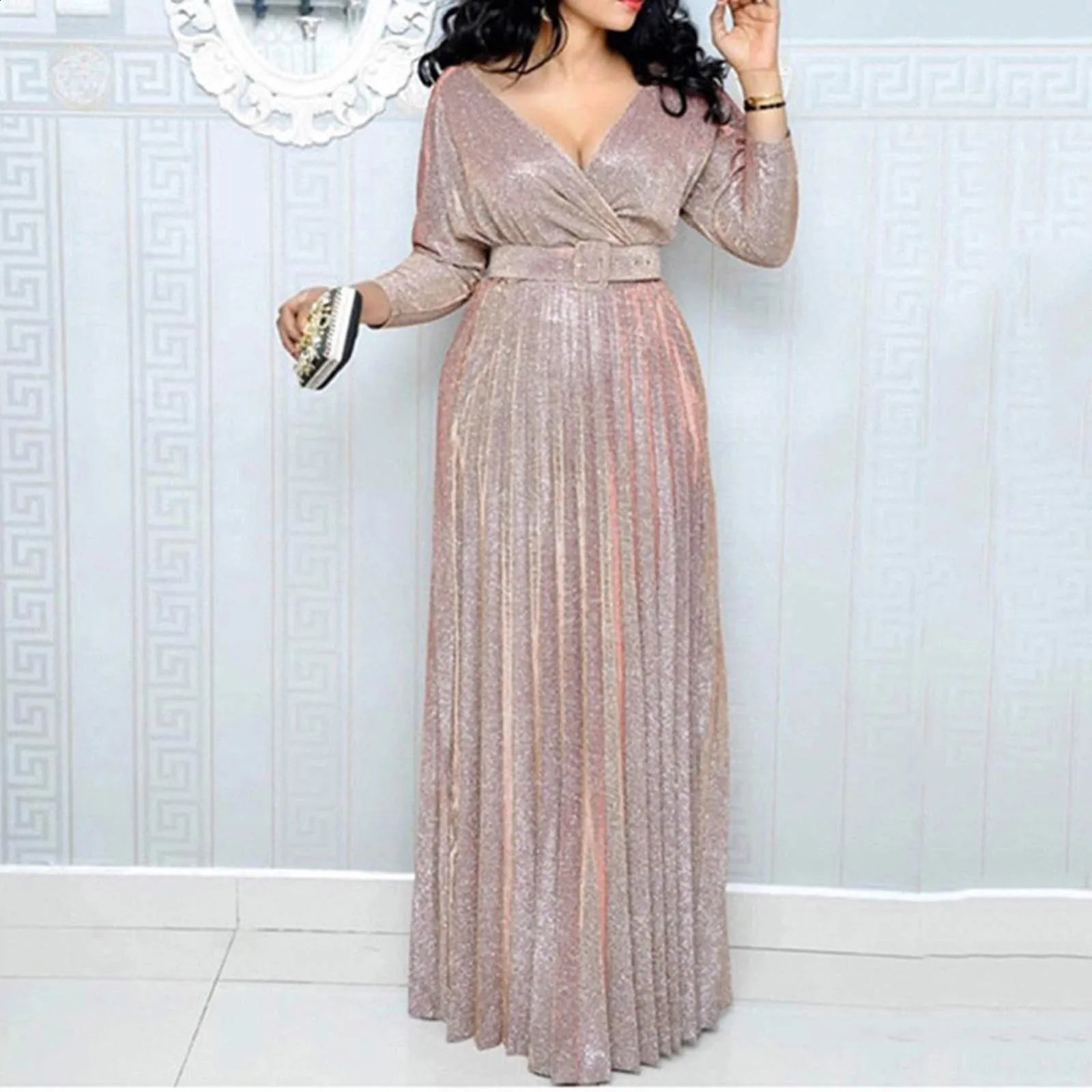 Sexy Women White Long Knit Sleeve Sequined Dress Bling Shiny Elegant Gown Plus Size Evening Dresses Cover Up Female 241205