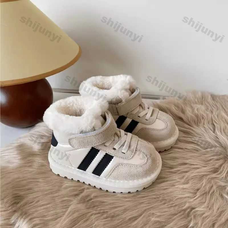 Winter Childrens Baby Boots 2024 New Plush Comfortable Warm Cotton Shoes Children Anti Kick Plush Anti Slip Outdoor Snow BootsXJ241206
