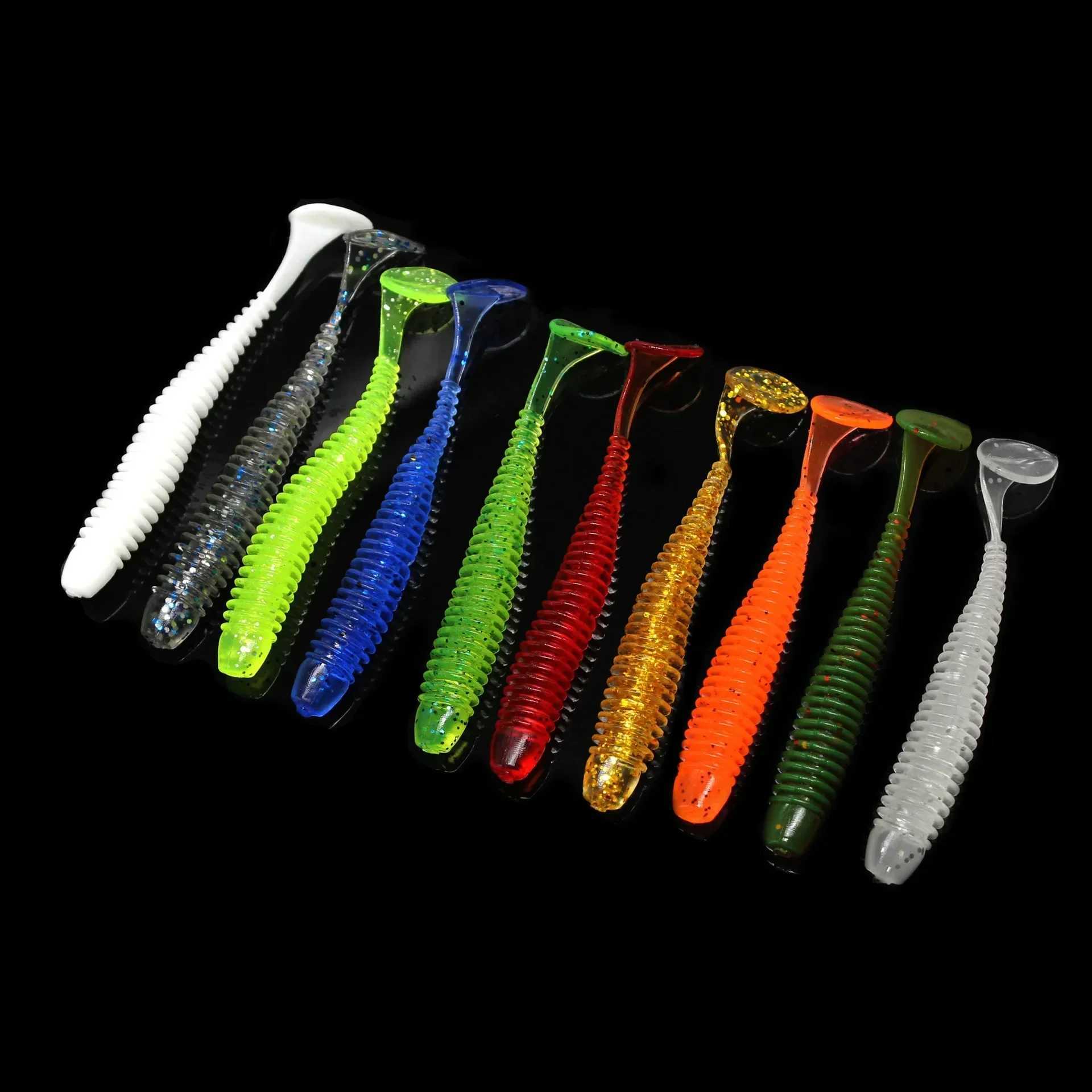10pcs/Lot Soft Lures Silicone Worms Baits 4.5cm 6cm 7cm Jigging Wobbrs Fishing Lures Artificial Swimbaits For Bass Carp TackXJ241128