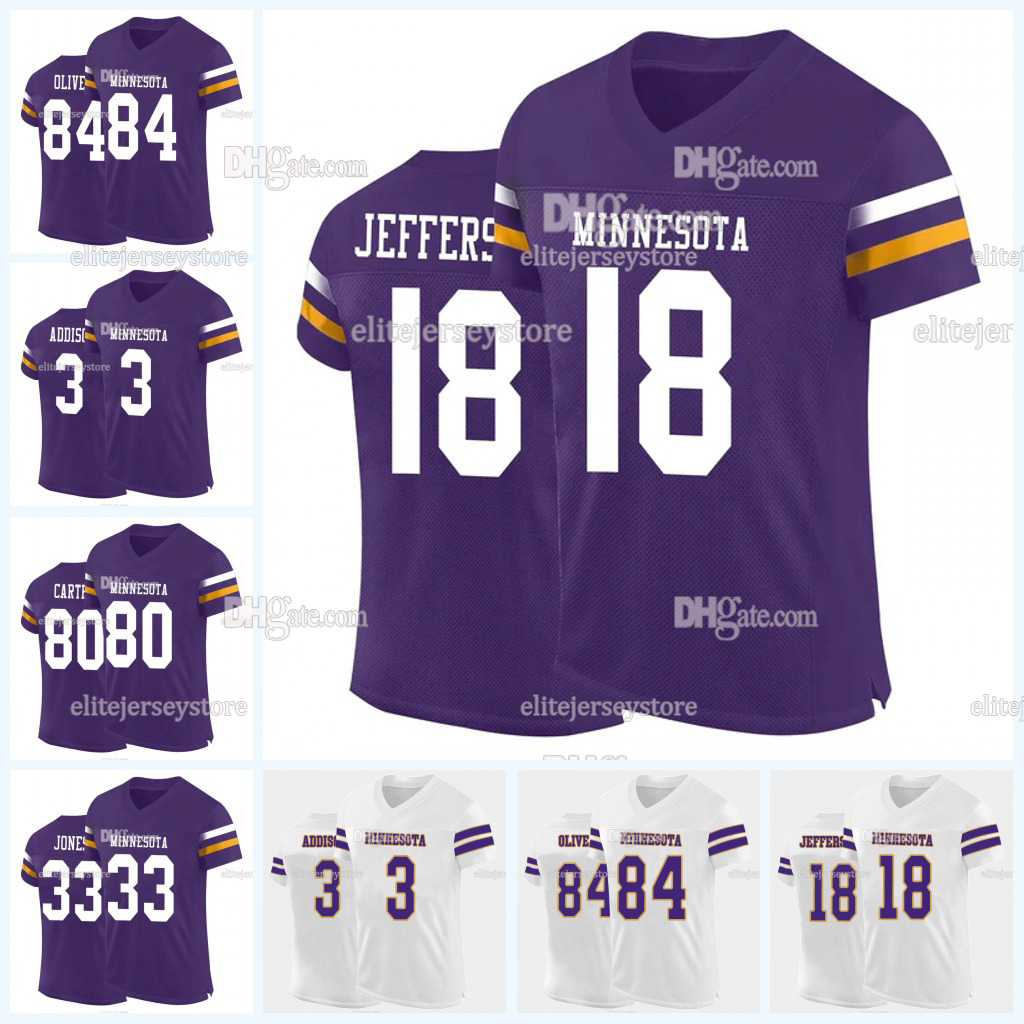 18 Justin Jefferson 2024-25 Football Jersey Aaron Jones TJ Hockenson McCarthy Kirk Cousins Addison Harrison Smith Adrian Peterson Ham Randy Moss Custo