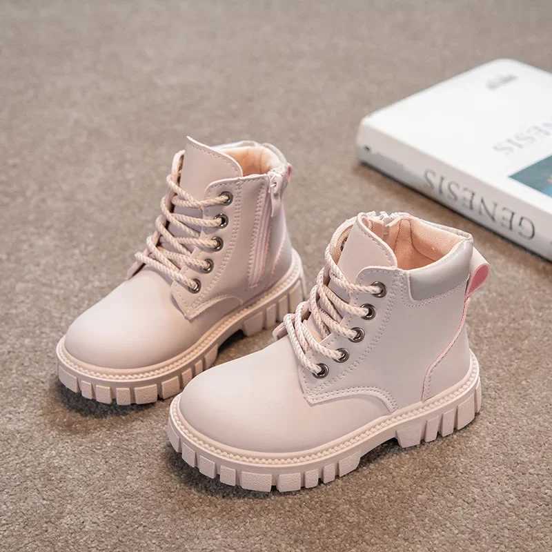 Children Leather Boots Girls Fashion Autumn Casual Ankle Boots Waterproof Non-slip Kids Boys Winter Outdoor Short Riding BootsXJ241206