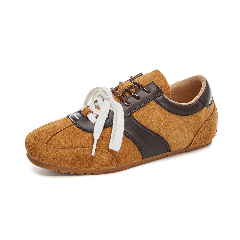 AIYUQI German Training Shoes Female Genuine Leather Spring Flat Sneakers Ladies Casual Forrest Gump Shoes Women
