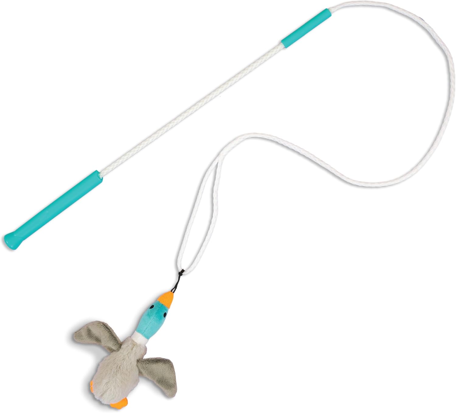 Teaser Tail Interactive Dog Wand Toy, Squeaky Plush Toy Included, Multicolored