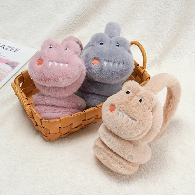 ly arrived plush retractable earmuffs for children providing warmth and winter protection. Cute dinosaur earmuffs for girls and boys 241205