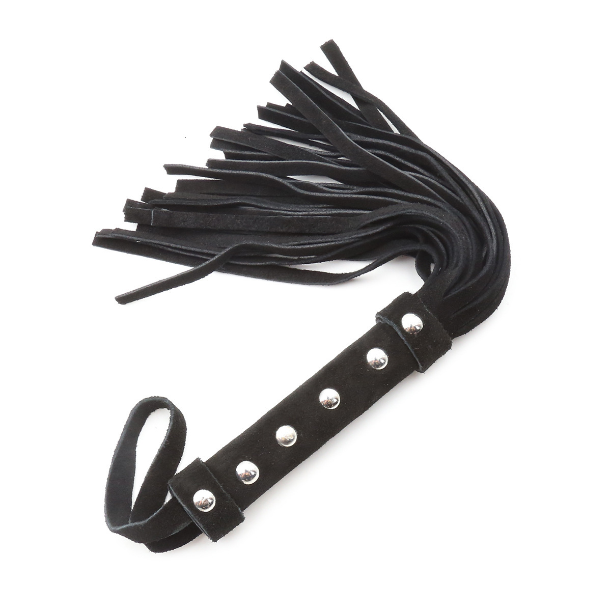 Manufacturer's spot wholesale of male and female toys, tuning whip, black suede 6-nail small leather whip in stock