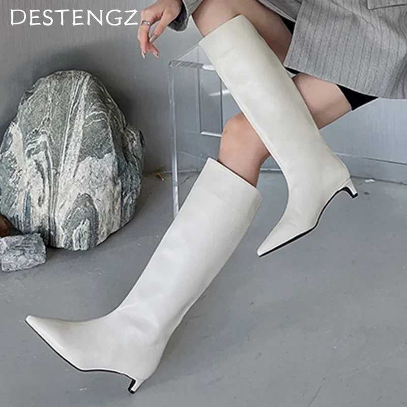 High Quality Pointed Toe Wen high boots designer Fi leather shoes new trend walking dress Eleglant motorcycle Botas Mujer T241206