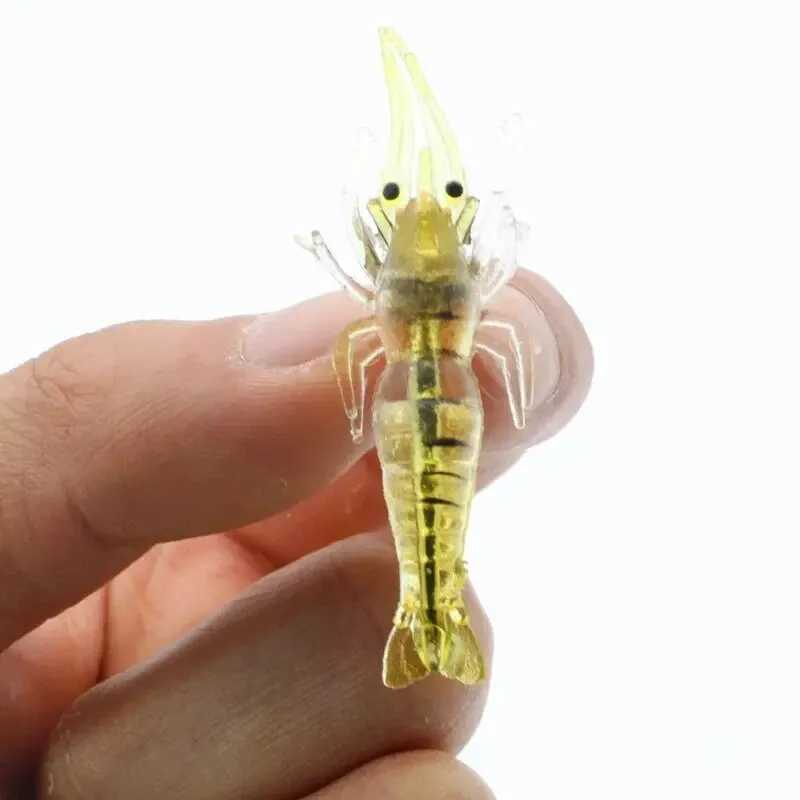 20PCS Isca Artificial Soft Shrimp Lure Worm For Fishing Bait 1.3g/4cm Hook Sharp Crankbait Lures Silicone Shone Prawn BaitXJ241128