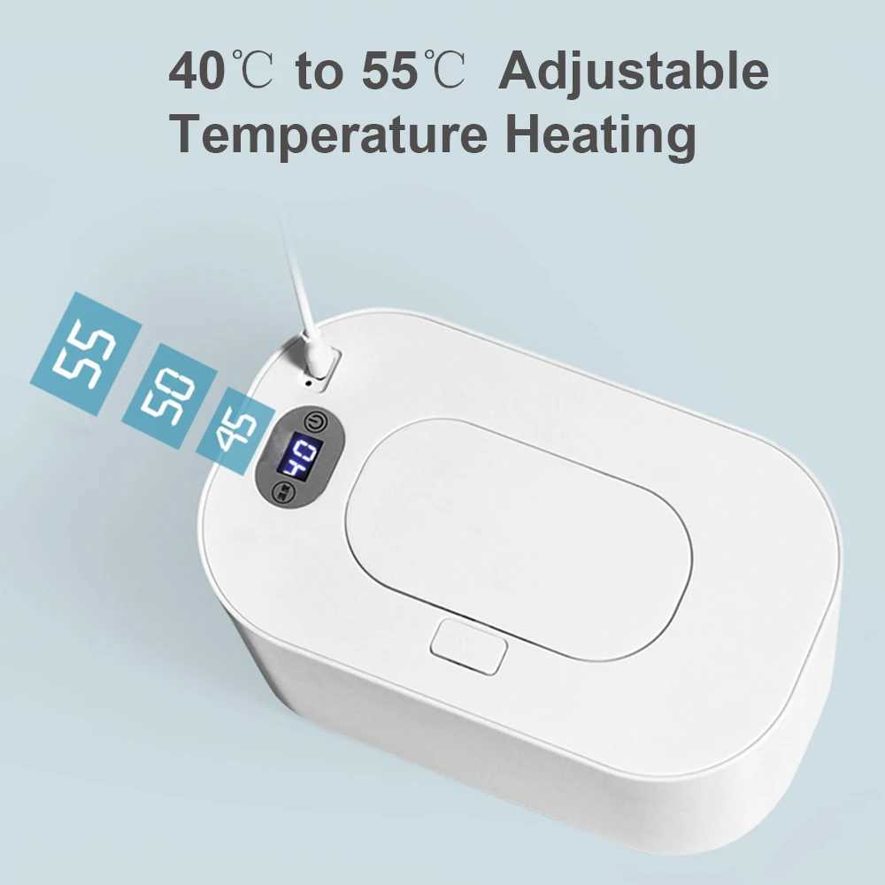 Bottle Warmers Sterilizers# Baby Wipe Warmer Large Capacity Baby Wet Wipes Warmer Dispenser with Digital Display USB Powered Temperature Heating S2412