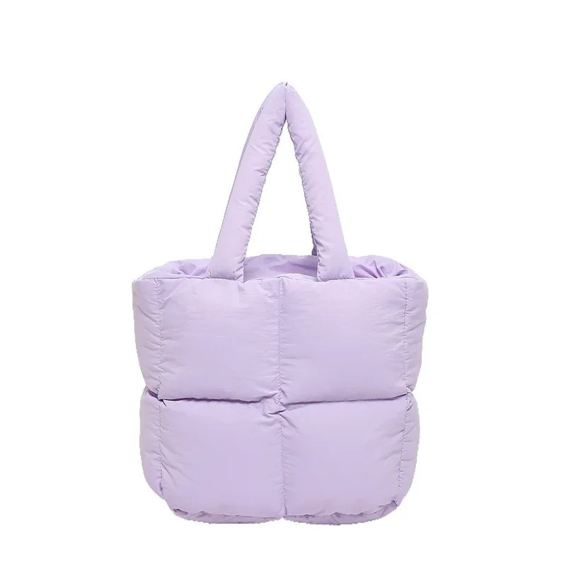 Korean Womens Fashion Handbag Retro Checkered Quilted Shoulder Bag Solid Color Winter Soft Handbags Soft Tote Handbags 241206