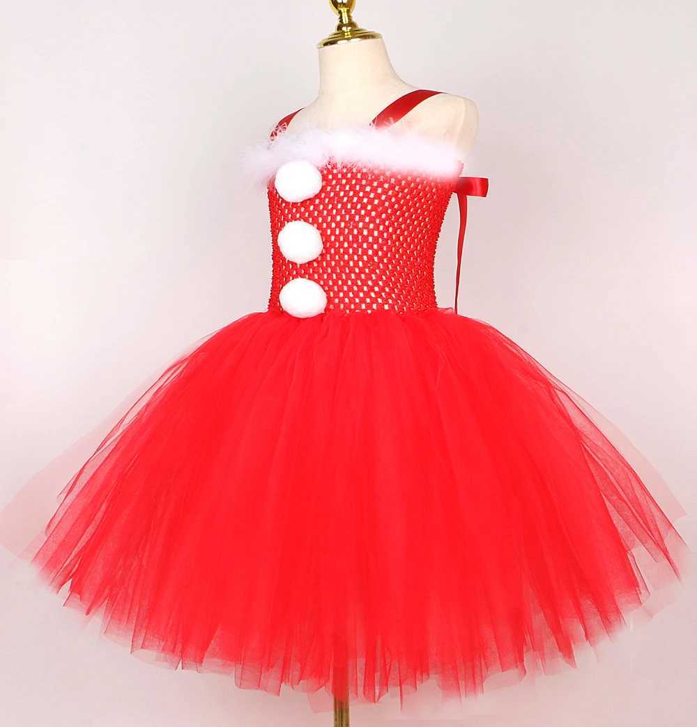 Red Santa Claus Costumes for Girls Christmas Tutu Dress for Kids Xmas New Year Outfit Children Father Christmas ClothesXJ241206