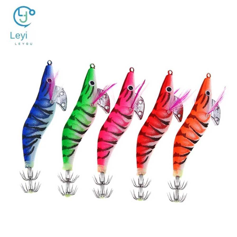 5PCS 12g 14.5g 19.9g Fishing Lure Artificial Squid Hook Jigs Noctilucent Squid Cuttfish Jigs Lures Spinneait Wood ShrimpXJ241128