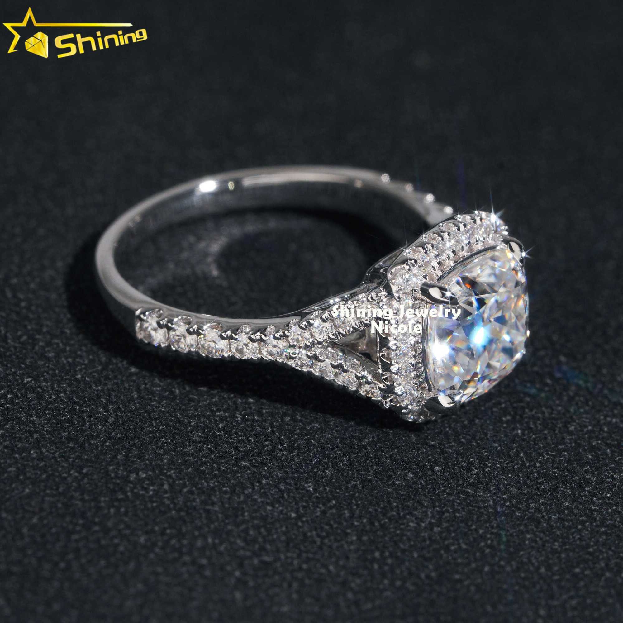 High Quality D VVS Diamond Cushion Cut 2.5ct 18k Solid Gold Women Moissanite Engagement Ring