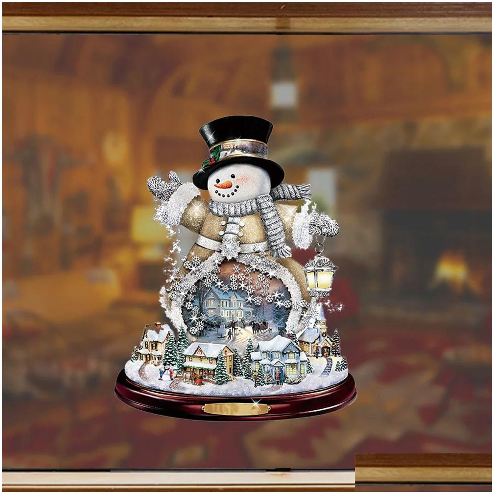 Christmas window stickers Favors Event Christmas Tree Rotating Sculpture Train Decorations Paste Window Stickers Winter Room Home Decor free shipping
