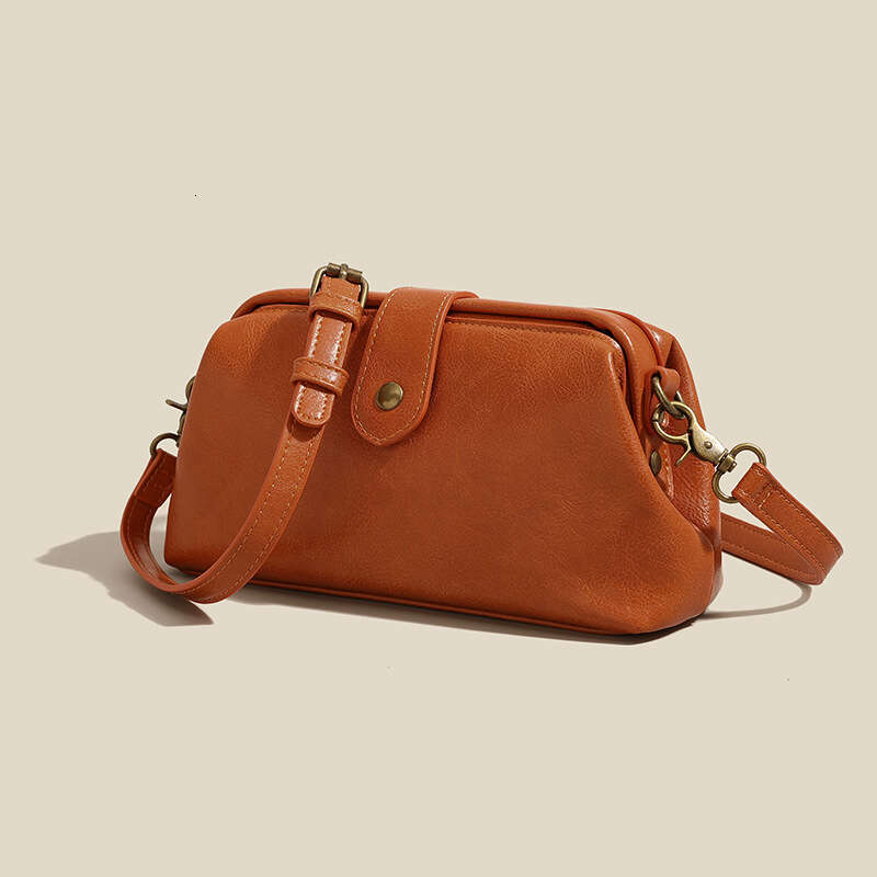 2025 new soft leather clip single shoulder diagonal cross women's bag