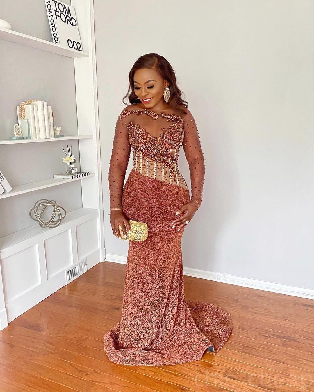 Chocolate Illusion Prom Dresses 2025 Beaded Sequined Rhinestones Evening Formal Party Second Birthday Engagement Gowns Plus Size Dress For Special Occ