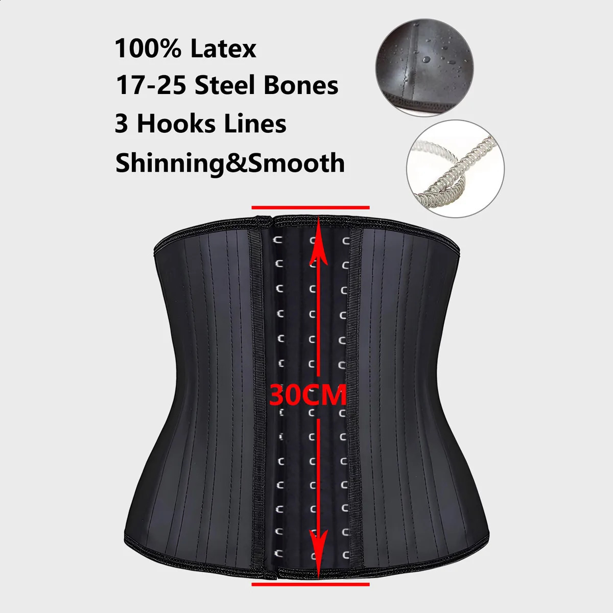 30cm latex waist trainer 25 steel frame womens binding device and shape tight corset modeling with body shape Colombian girl weight loss 241206