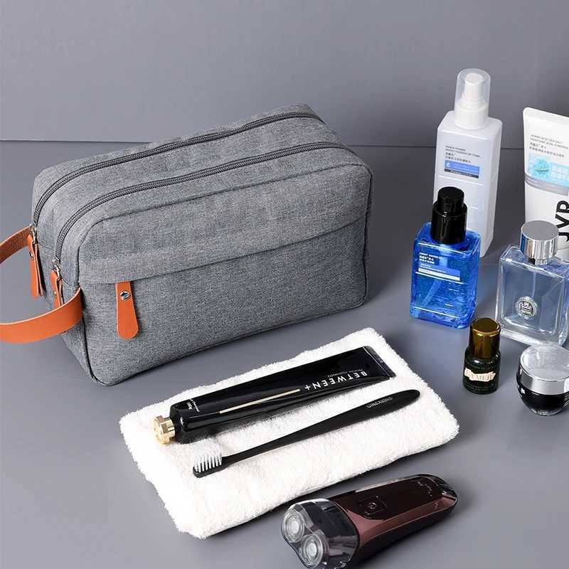 Mens Travel Toiletry Bag Men Waterproof W Organizer Bag Casual Canvas Cosmetic Bag With Leather Handle Men Toiletry StorageXJ241206