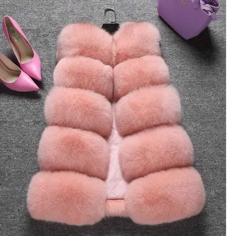 New Design 2017 Fashion Winter Women Fur Vest real Fur Vests Woman Fe Fur Coat Jacket Fe Ladies Fur Coats Size S-XXXXJ241206