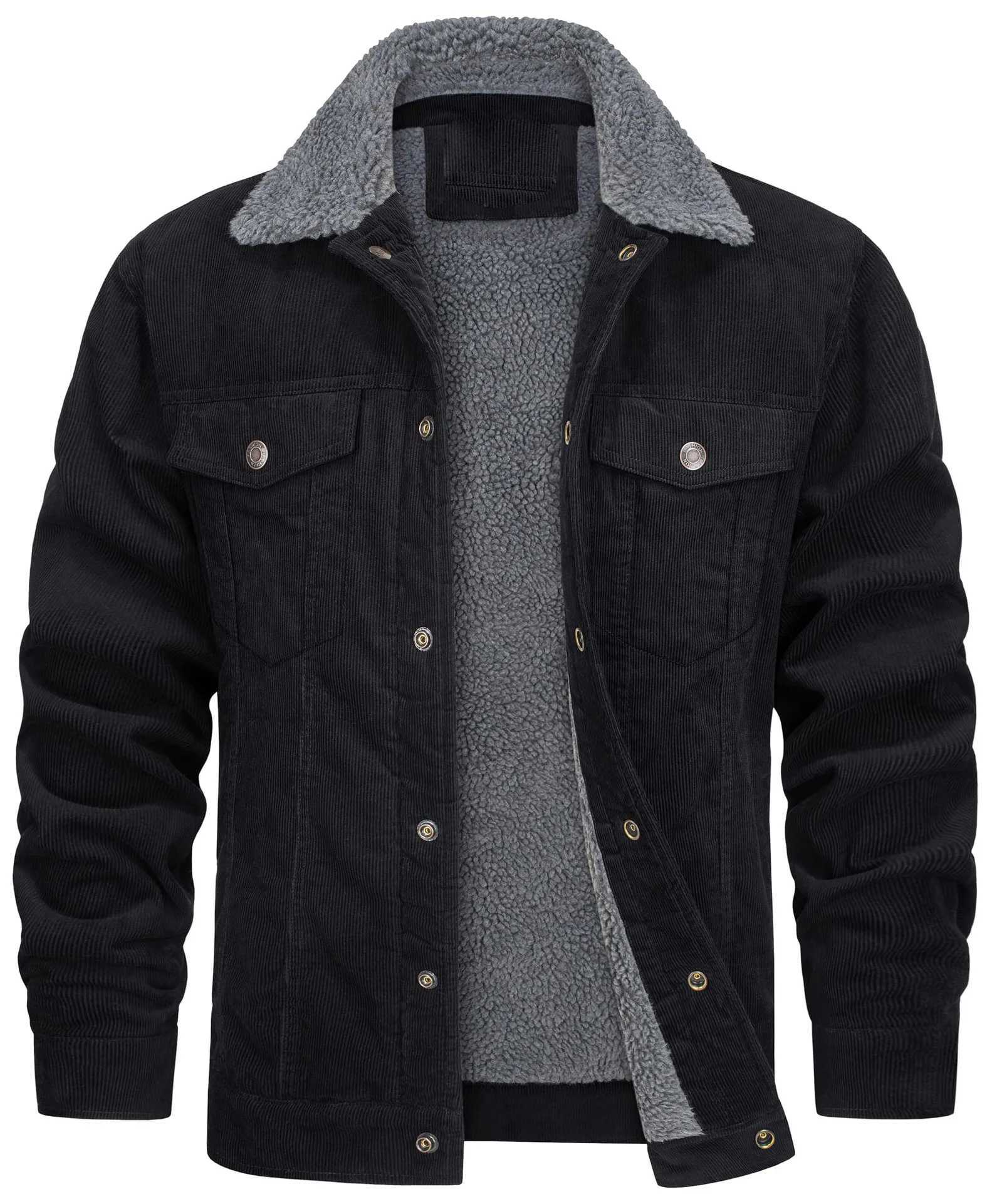 American Autumn and Winter Fashionable Mens Jacket Mens Corduroy Warm and Cold Proof Lapel Jacket Mens Casual JacketXJ241206
