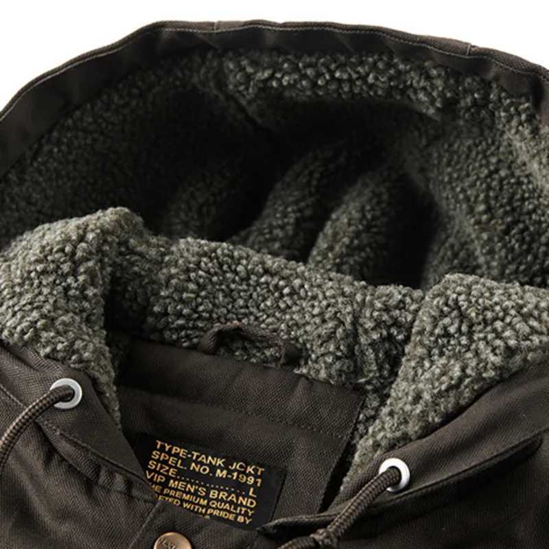 2022 Winter Cotton Padded Coat Mans Imitation Lamb Wool Coat Hooded Vintage Velvet Thicken Warm Safari Style Jackets ParkaXJ241206