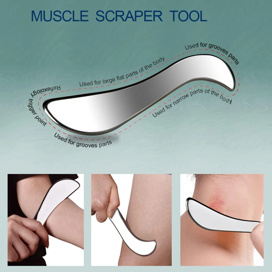 2PCS Guasha Stainless Steel Massage Tool Muscle Scraper Tool Physical Therapy Tool Muscle Guasha Tool 241206
