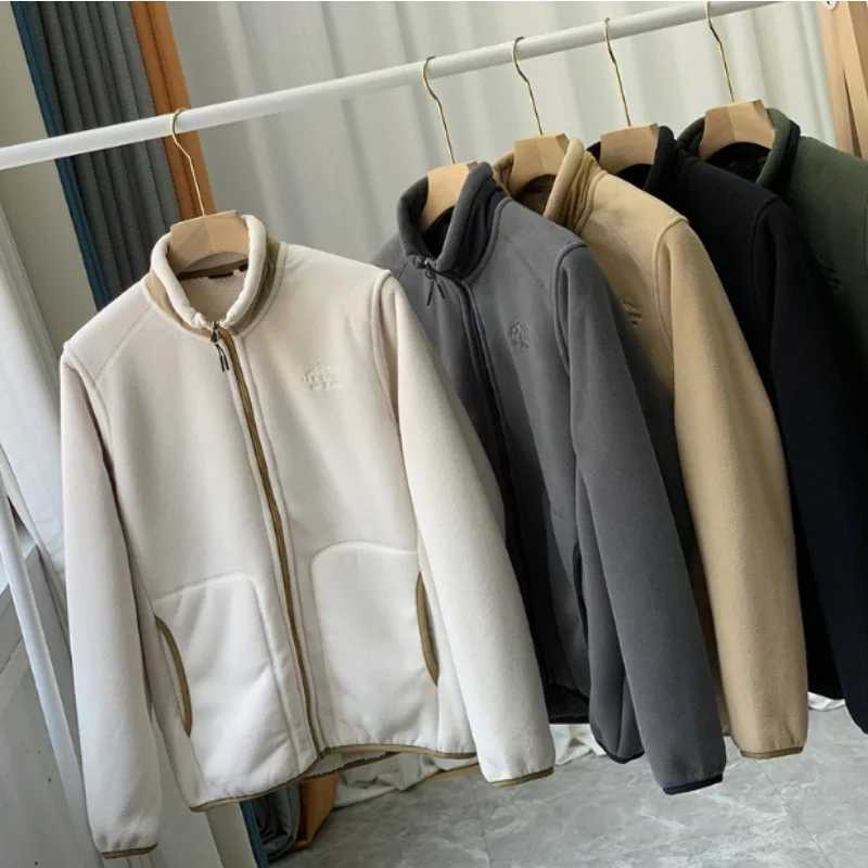 Autumn/Winter Mens giant warm Lamb wool jacket High quality thick warm stand collar solid color base jacket size 2XLXJ241206