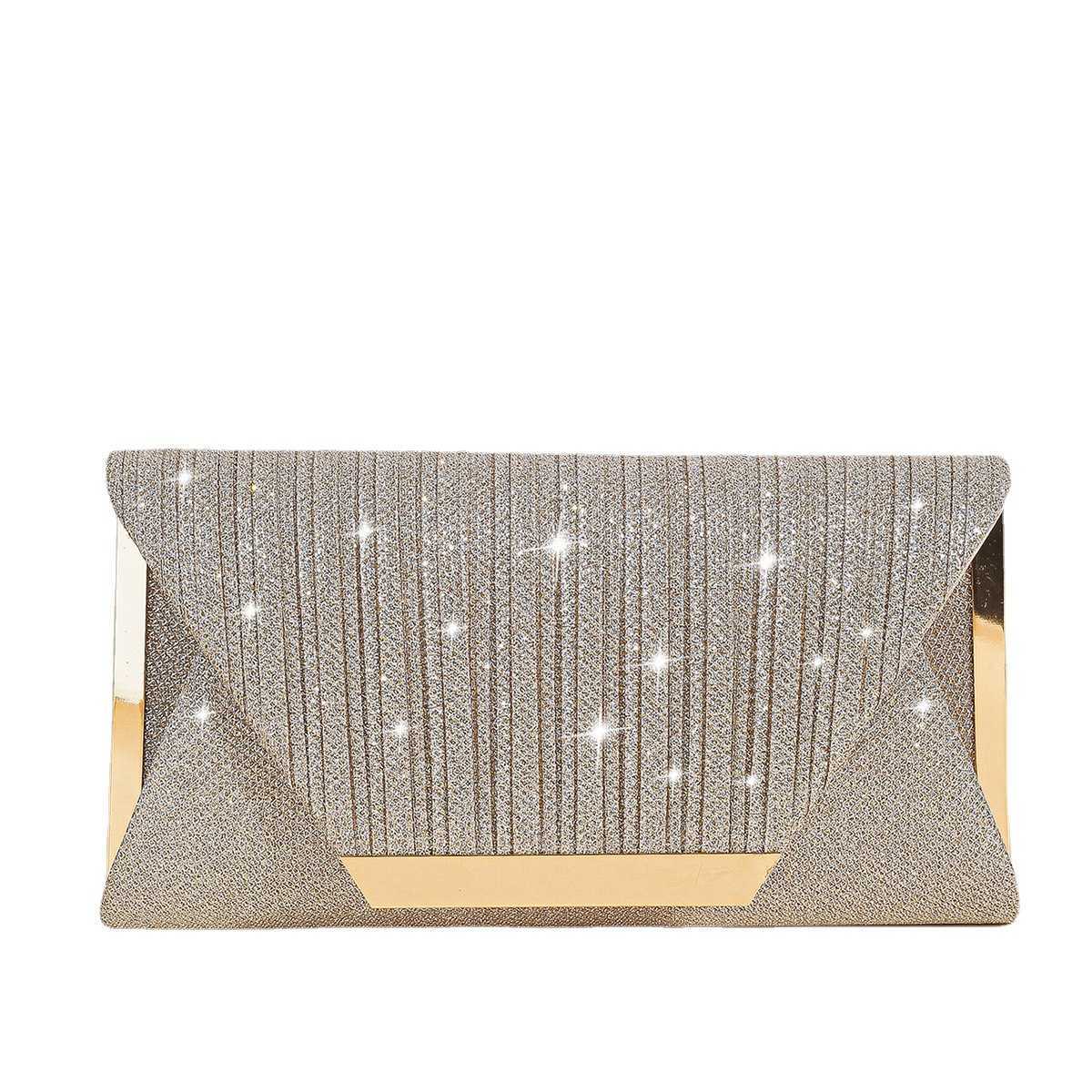 Clutch Bag Pleated High-end Hardware Banquet Bag Glitter Color Changing Party Dress Bag Socialite Princess Bride Bag 240920
