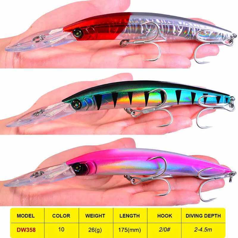1pcs Fishing Minnow Lures Hard Bait 7-17cm/27.31g Crankbaits Tack Bass 2/0# Hook Fishing LuresXJ241128