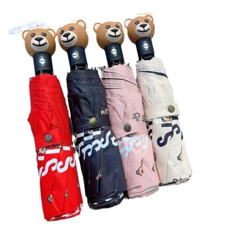 New Arrival New Creative Bear Umbrella Cartoon Printing Suitable for Warm Black Rubber Sunscreen and UV Protection Authentic Z241206