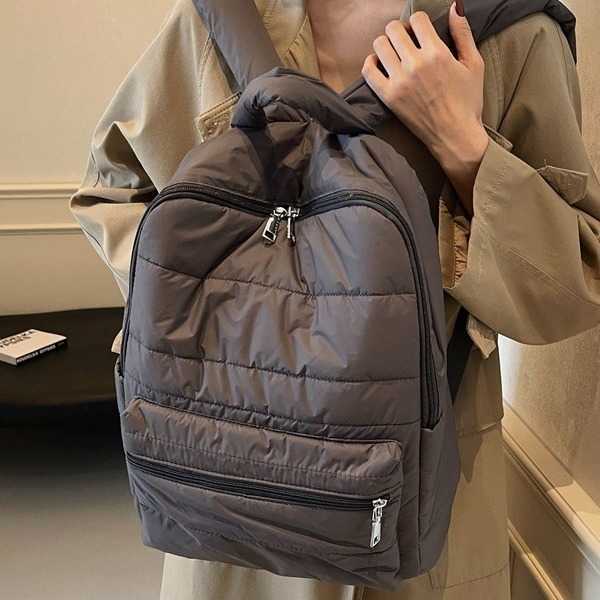 Autumn space cotton cotton clothing bag, fashionable, simple, casual, large capacity backpack, lightweight, versatile travel shoulder bag 241215