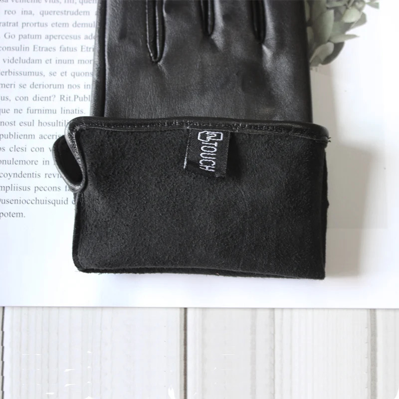 leather gloves for womens sheepskin touch screen ultra-thin and fashionable fully matched with solid color cycling and driving gloves 241206
