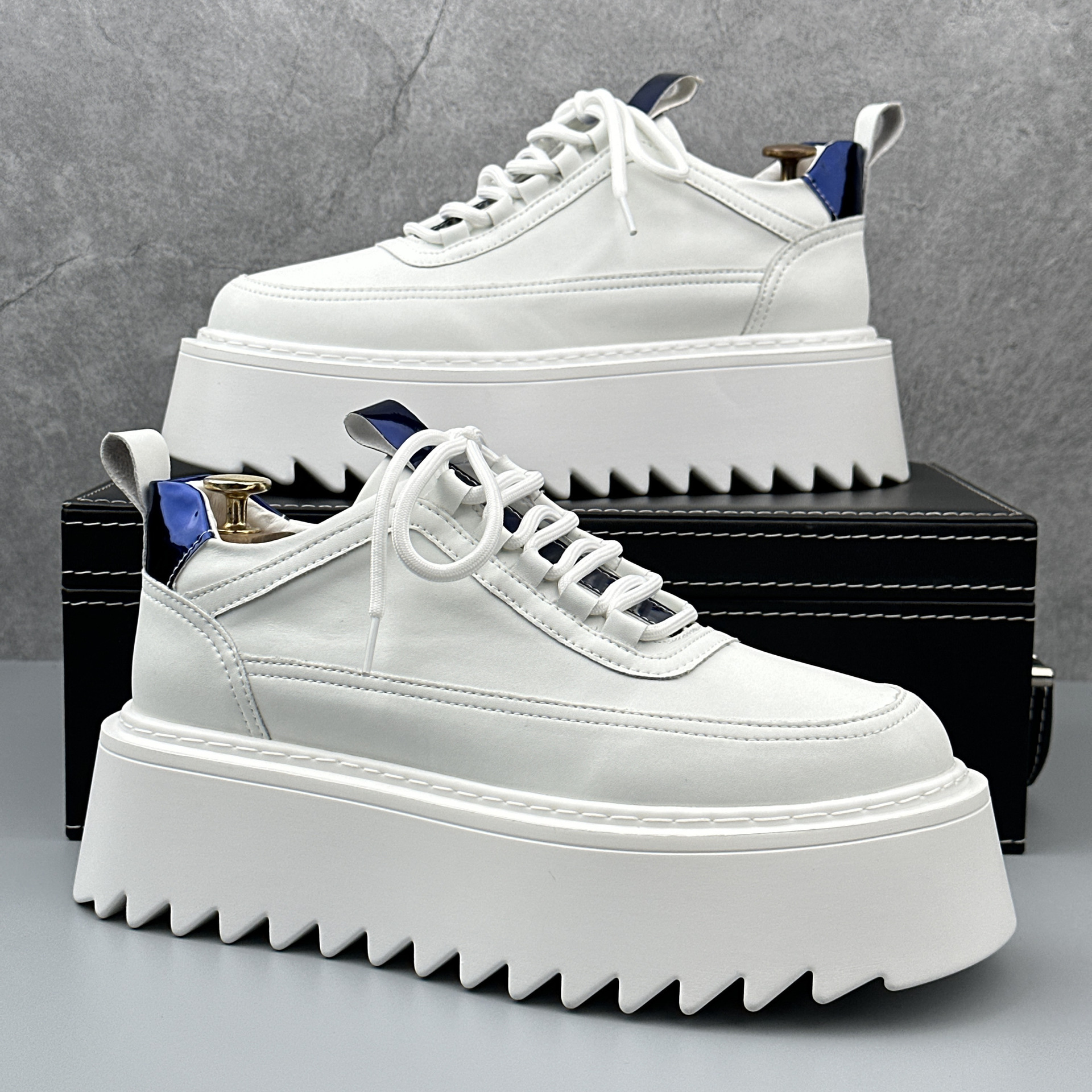 Thick-soled small white shoes men 2024 autumn new niche increase shoes fashion all the trend of casual platform board shoes