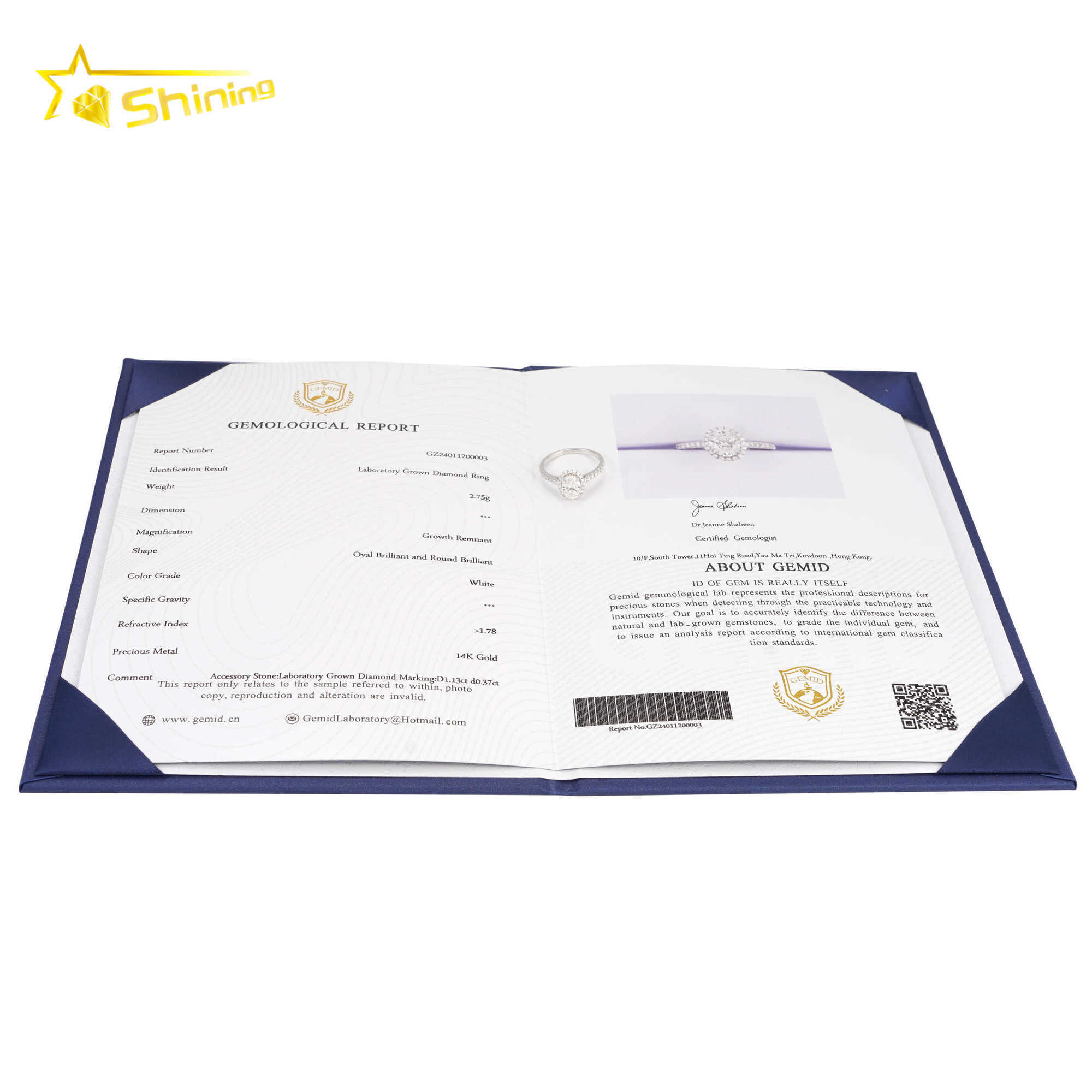 Fine Jewelry 14K Solid White Gold 1.01CT Oval Cut E VVS2 IGI Lab Grown Diamonds Engagement Rings In Stock with Certificate