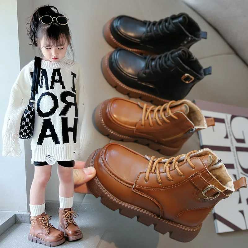 Children Shoe Retro Girls Short Boots Ankle Boot Boys Leather Boots Children Boots Winter Shoe for Girl Kid Shoe for Girl BotasXJ241206
