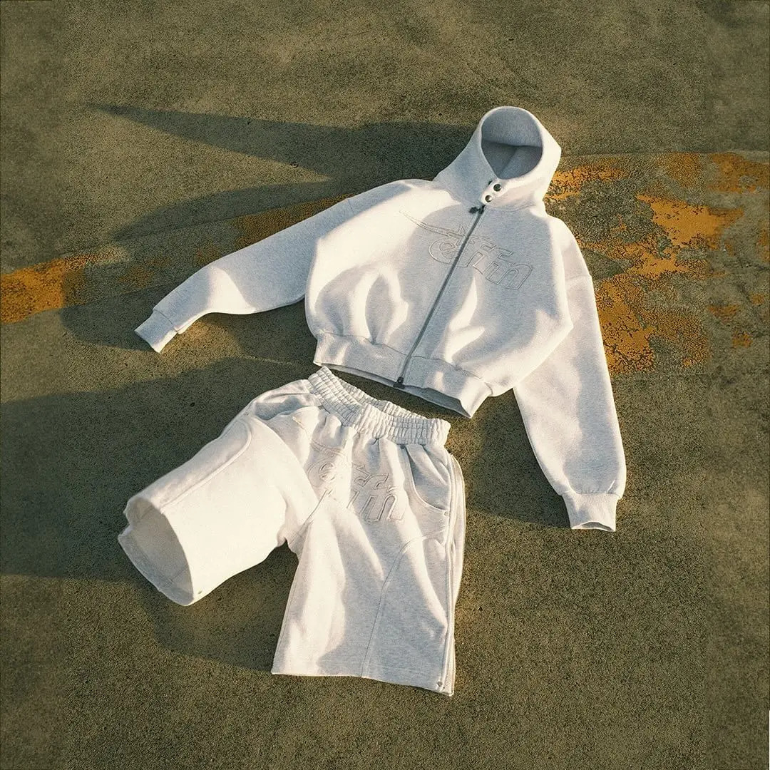 Y2K Trendy High Street Gothic Fashion Letter Printed Hooded Sweatshirt Sports Shorts Loose Academy Casual Grunge Couple Set 241203