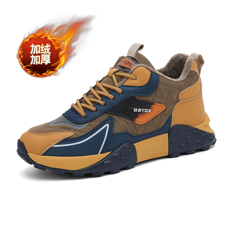 2025 New Men's Autumn Winter Warm Casual Trendy Dad Thick soled Sports and Leisure Shoes with Veet