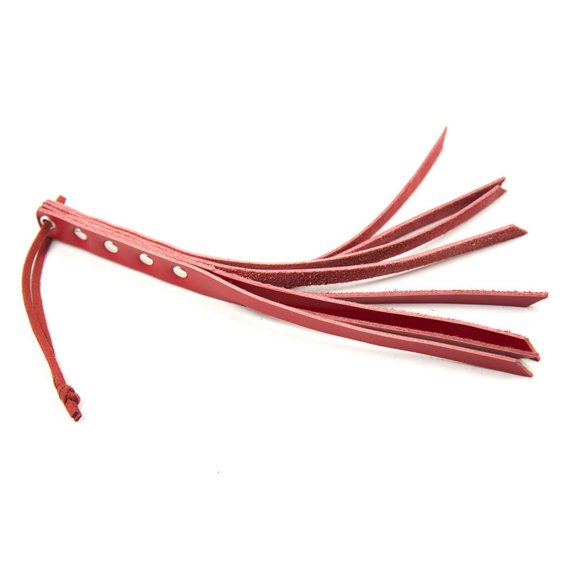 SM adult toy manufacturer spot wholesale red small leather whip spanking prop loose whip flipping plush whip
