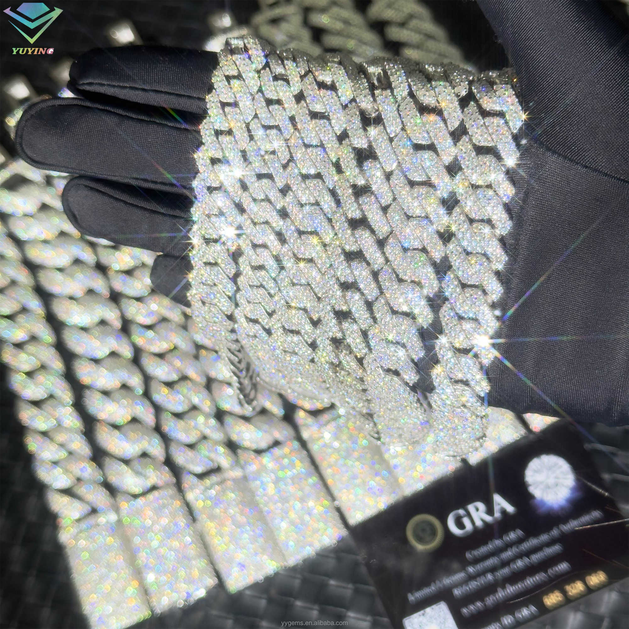 VVS Mossanite 2rows 8mm 10mm 12mm 14mm S925 Silver Diamond Necklace Man Moissanite Hiphop Cuban Link Chain