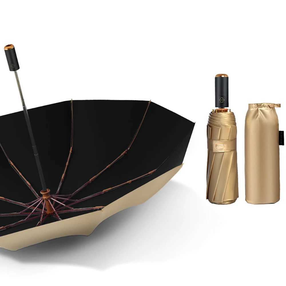 New Arrival Luxury Gold Authentic Umbrella Portable Triple Fold Umbrella Womens UV Protective Umbrella 10K Double Layer Umbrella Z241206