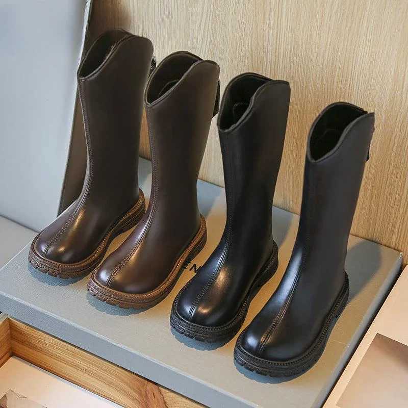Girls Thigh-high Boots 2023 Kids Period Brown Shoes New Childrens Soft Bottom Black Boots Cuhk Child Celebri BoatsXJ241206